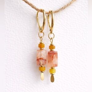 Handmade Red Jasper Earrings | 24K Gold Plated | Upcycled Natural Stone Dangle